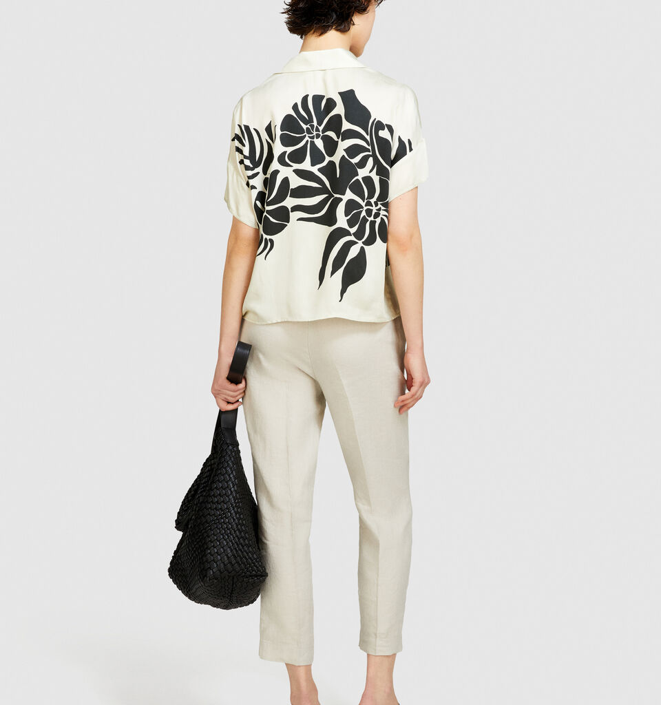 100% linen joggers - women's joggers - Creamy White | Sisley image number 3